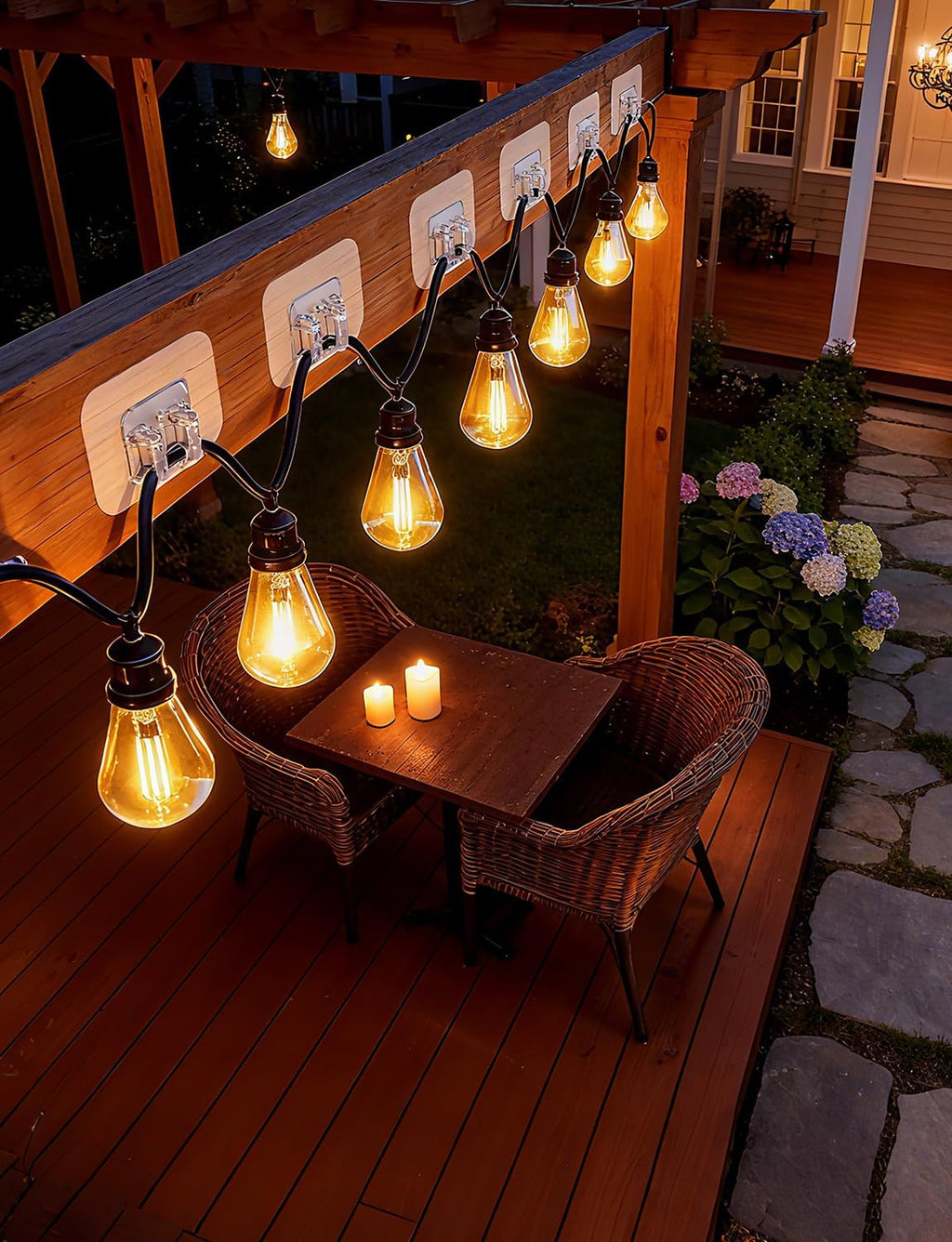 Skiennix 50Pcs Outdoor String Light Clips - Adhesive Wall Hooks for Easy LED Hanging