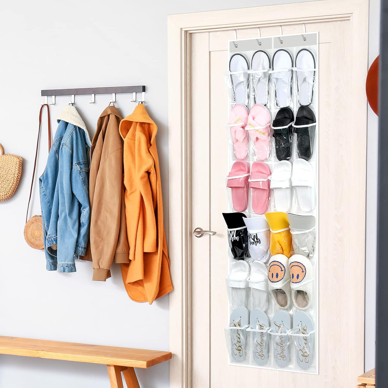 Windyun 24-Pocket Hanging Organizer - Large Clear Shoe Rack for Closet & Bathroom | Waterproof & Nonslip
