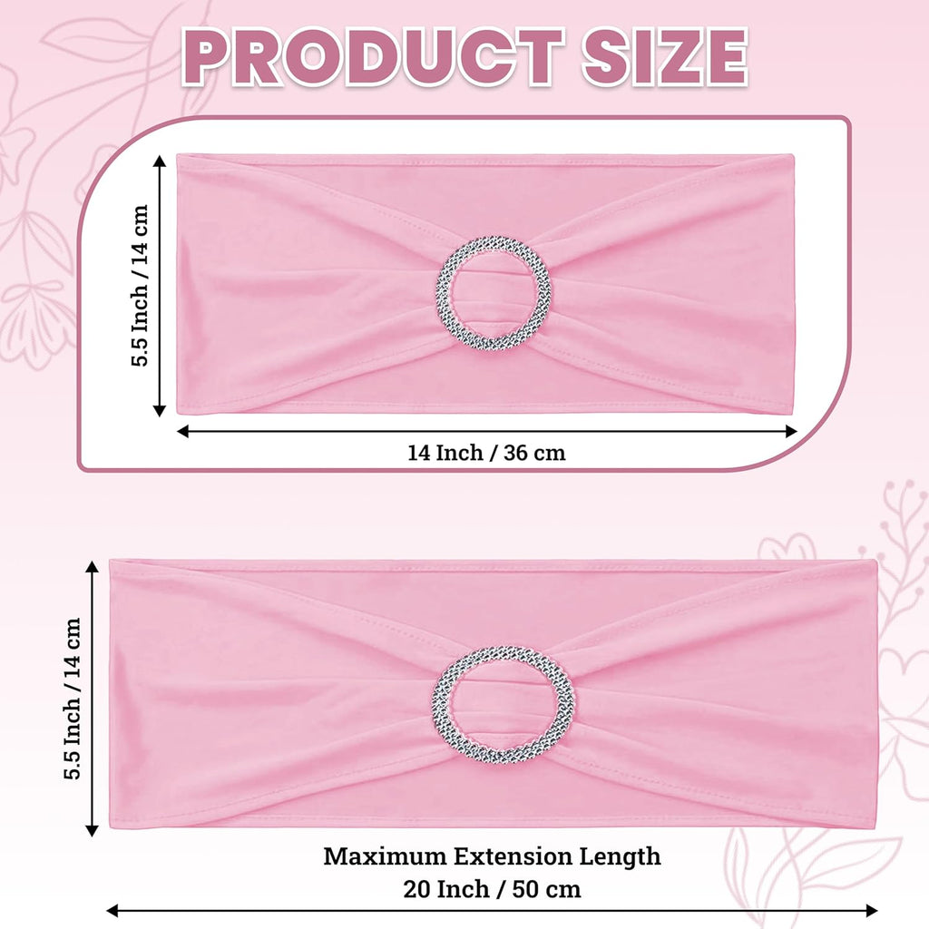 MDS Spandex Chair Sashes - Premium Stretch Covers with Buckle Slider for Weddings & Events | Pack of 10 - Pink