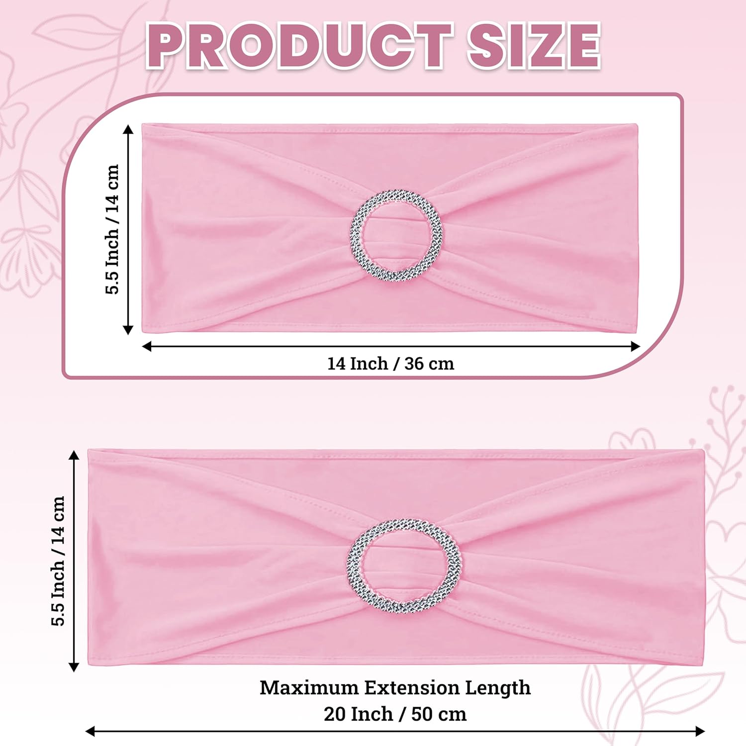MDS Spandex Chair Sashes - Premium Stretch Covers with Buckle Slider for Weddings & Events | Pack of 10 - Pink