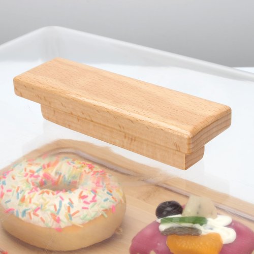 KVMORZE Acrylic Dessert Plate with Base, Bamboo Cake Tray with Clear Acrylic Cover, Cake Fruit Display Server Tray for Kitchen/Birthday/Wedding/Appetizer Dessert& Cheese Serving Platter Rectangular