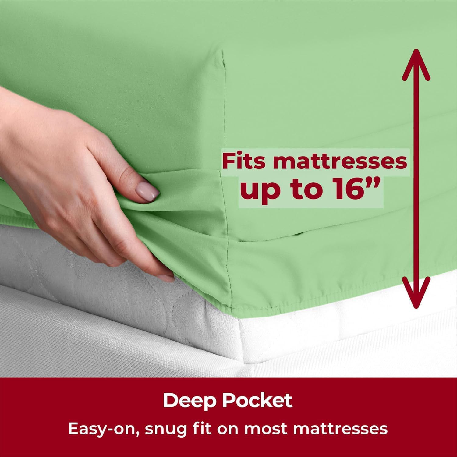 Mellanni Split King Sheets Set - 5 PC Luxury Bedding Collection | Extra Soft, Cooling, Wrinkle-Resistant (Pistachio)