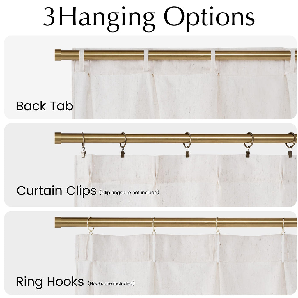 NICETOWN Pinch Pleated Linen Kitchen Curtains 24 Inches Long, 2 Panels Set Natural French Rustic Light Filtering Short Curtains for Cafe Bar Living Room Bedroom Window, 40" W x 24" L