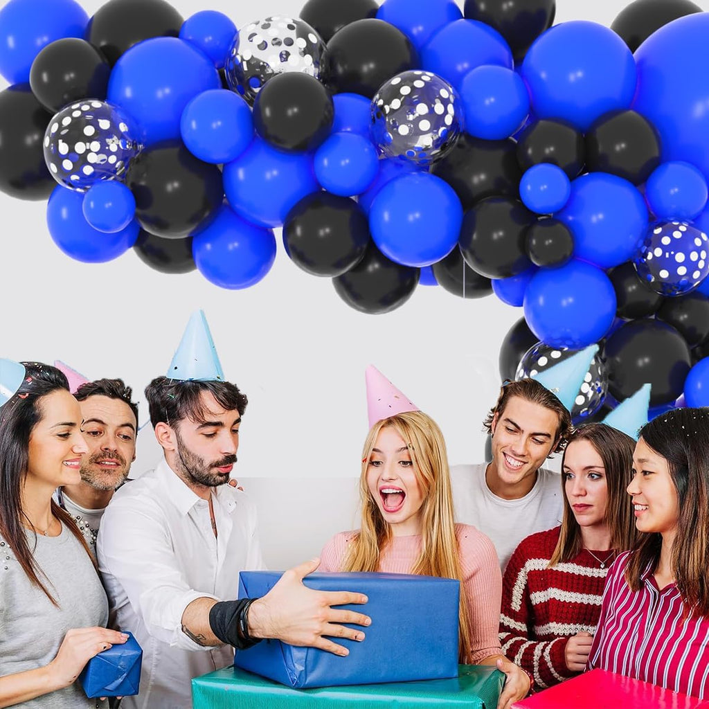 Royal Blue & Black Balloon Garland Arch Kit - Festive Decorations for Baby Showers & Birthdays