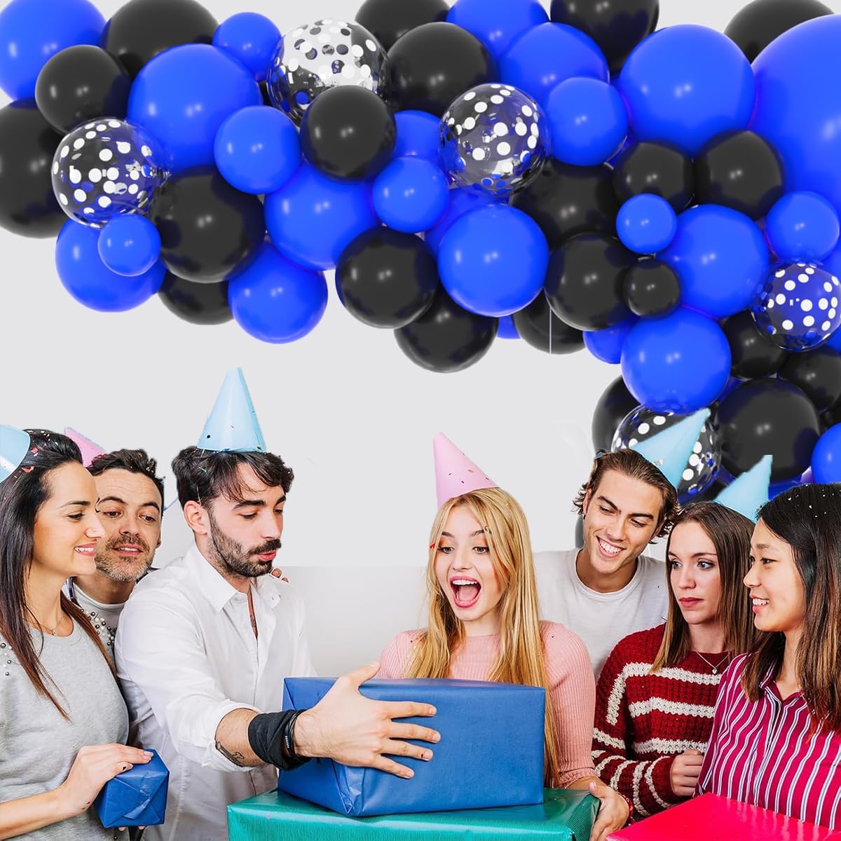 Royal Blue & Black Balloon Garland Arch Kit - Festive Decorations for Baby Showers & Birthdays