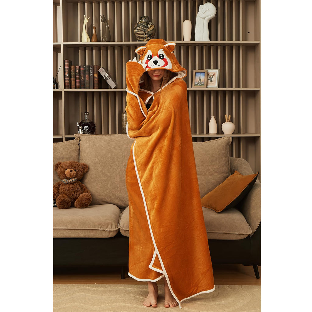 Red Panda Wearable Blanket Cute Animal Blanket Hoodies for Adults Red Panda Costume Funny Gifts for Women Men