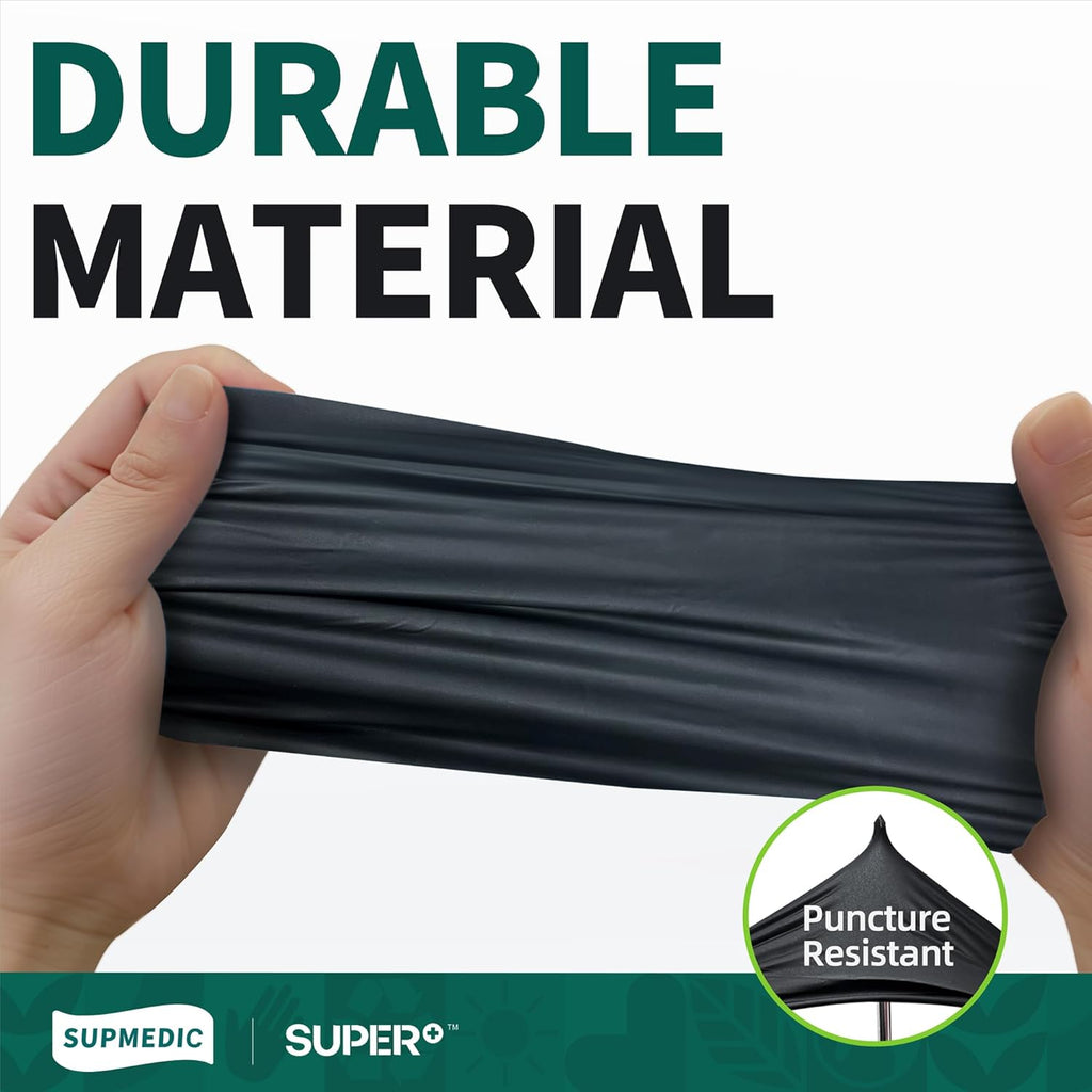 Supmedic Vinyl Disposable Exam Gloves - Black 4Mil, Powder-Free & Latex-Free, 100/1000 Ct