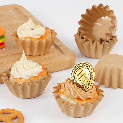 Caperci Mini Cupcake Liners - Grease-Resistant Heavy Duty Paper Muffin Cups, 200 Count, Odorless