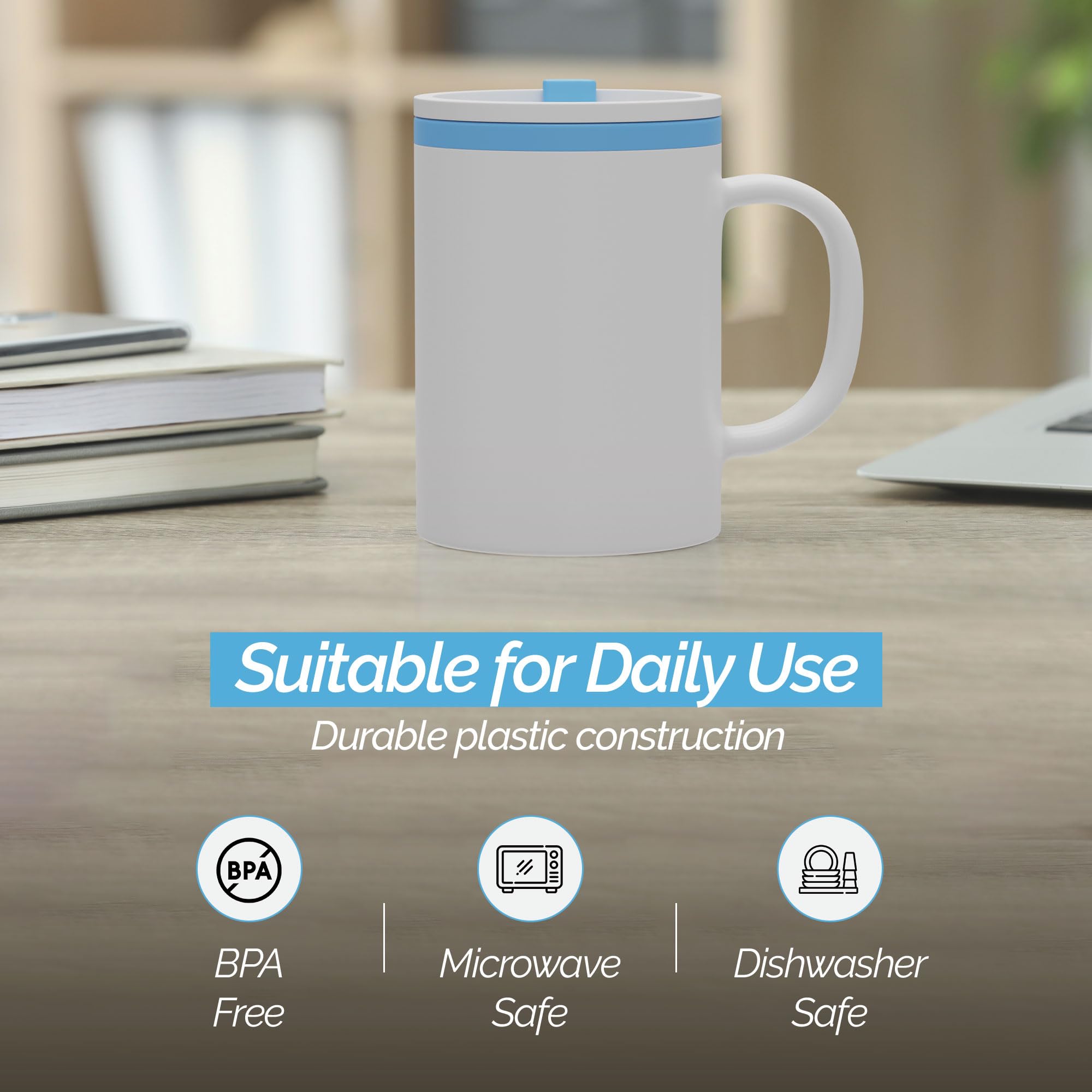 Copco Desk Mug 16 oz - Durable BPA-Free, Double-Wall Insulation for Hot & Cold Drinks, Microwave & Dishwasher Safe, Ideal for Office, Home, Travel - Spill-Resistant Reusable Mug (Teal)