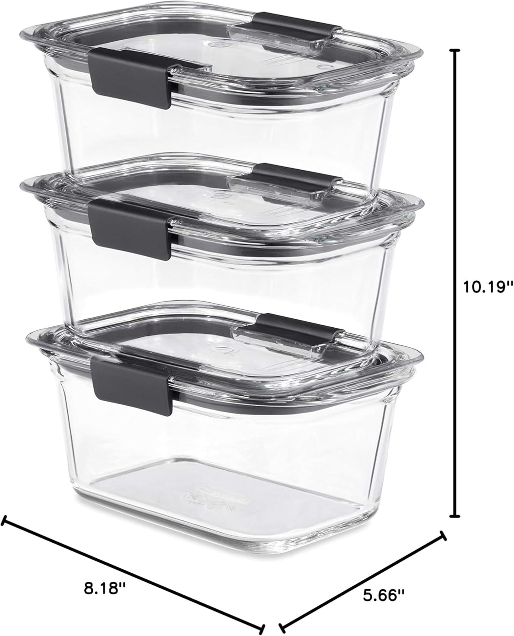 Rubbermaid Brilliance Glass Storage Containers - 4.7-Cup Set of 3 with Lids - Clear Design