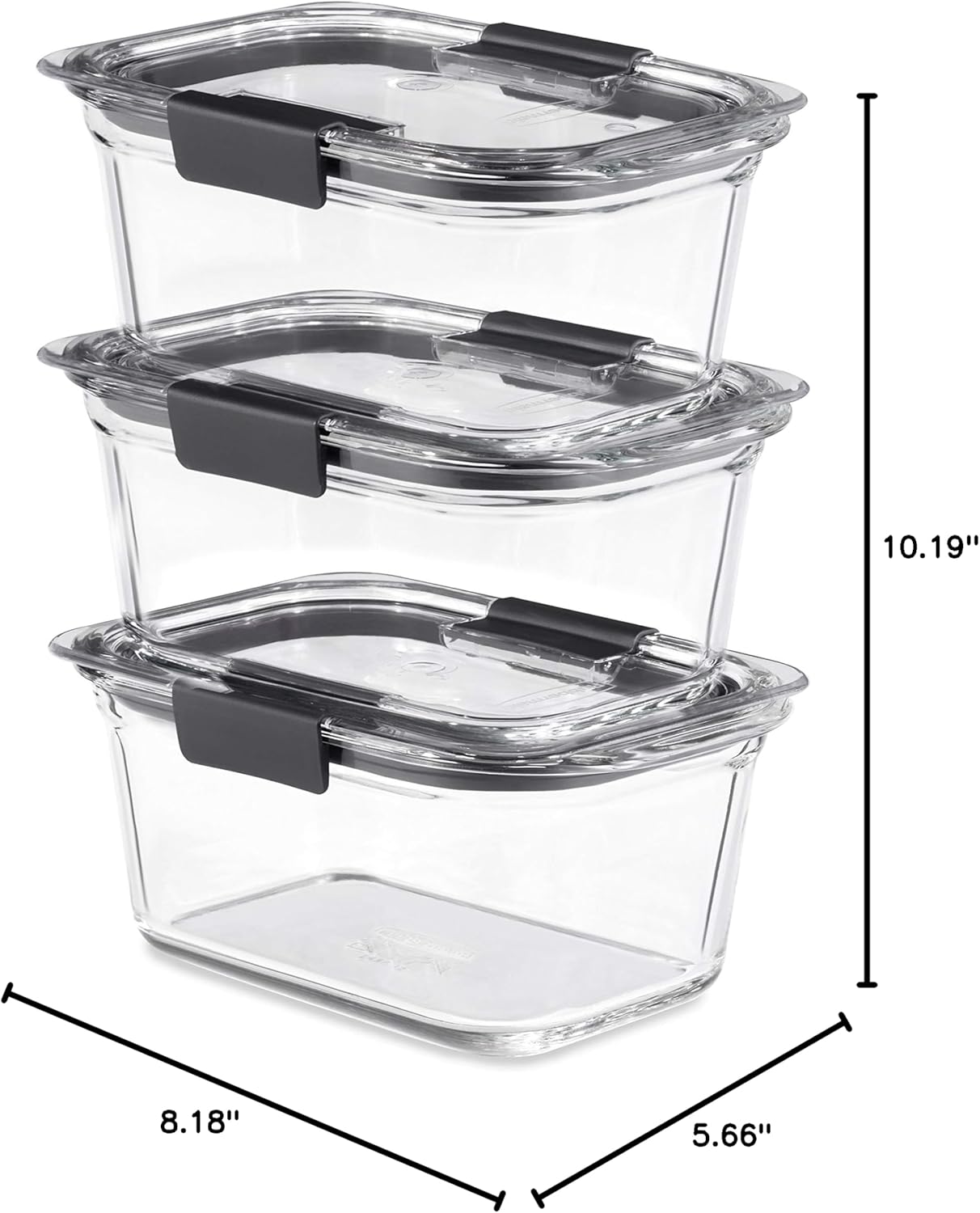 Rubbermaid Brilliance Glass Storage Containers - 4.7-Cup Set of 3 with Lids - Clear Design