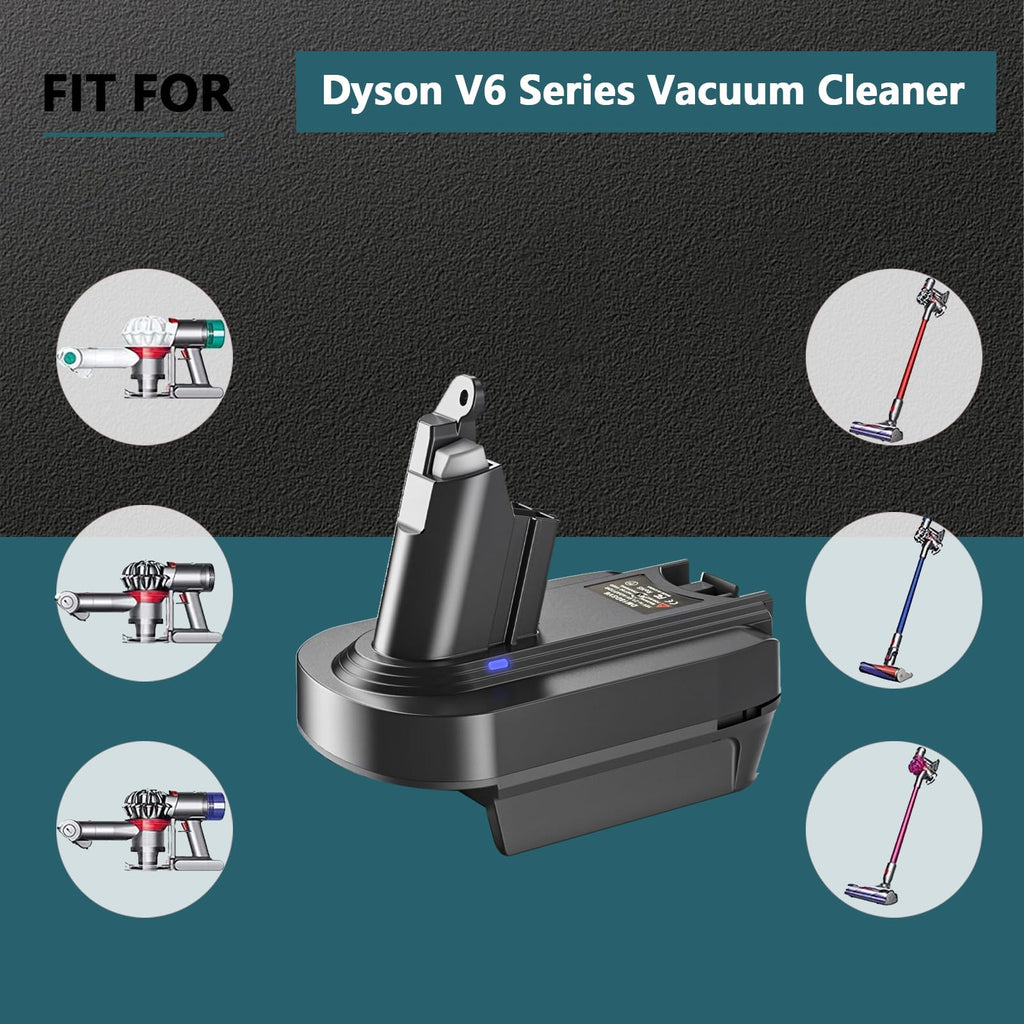 Hrertics V6 Adapter for Dewalt 20V Battery and Milwaukee 18V Battery, Converter to Replace for Dyson V6 Battery, Works with Dyson V6 Series Animal Absolute Vacuum Cleaner (Adapter only)