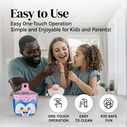 Fun Electric Ice Cream Maker Machine for Kids – Best Countertop Ice Cream Machine for Homemade Soft Serve, Sorbet, Gelato, Frozen Yogurt – Fun Small Personal Dessert Maker for Families, Easy to Clean