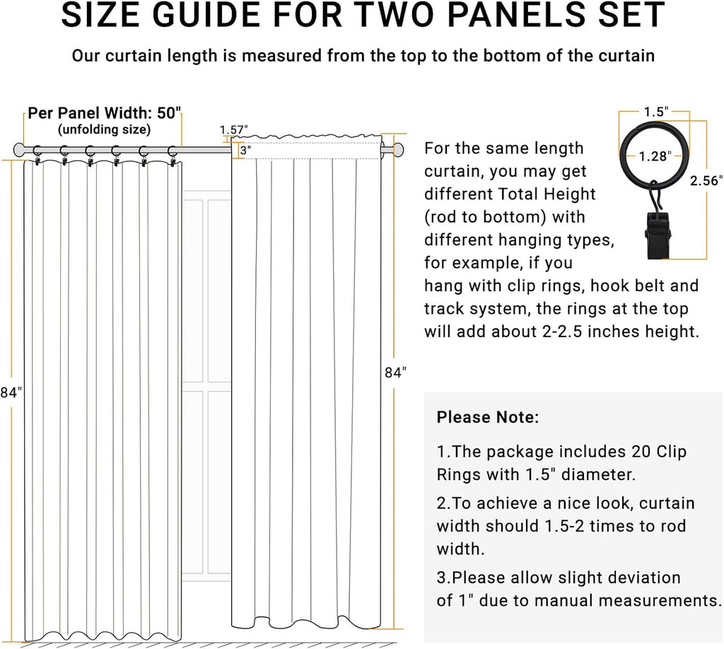 Skiennix 100% Blackout Curtains - Thermal Insulated Faux Linen | 84-Inch Length, 2 Panels, Bright White