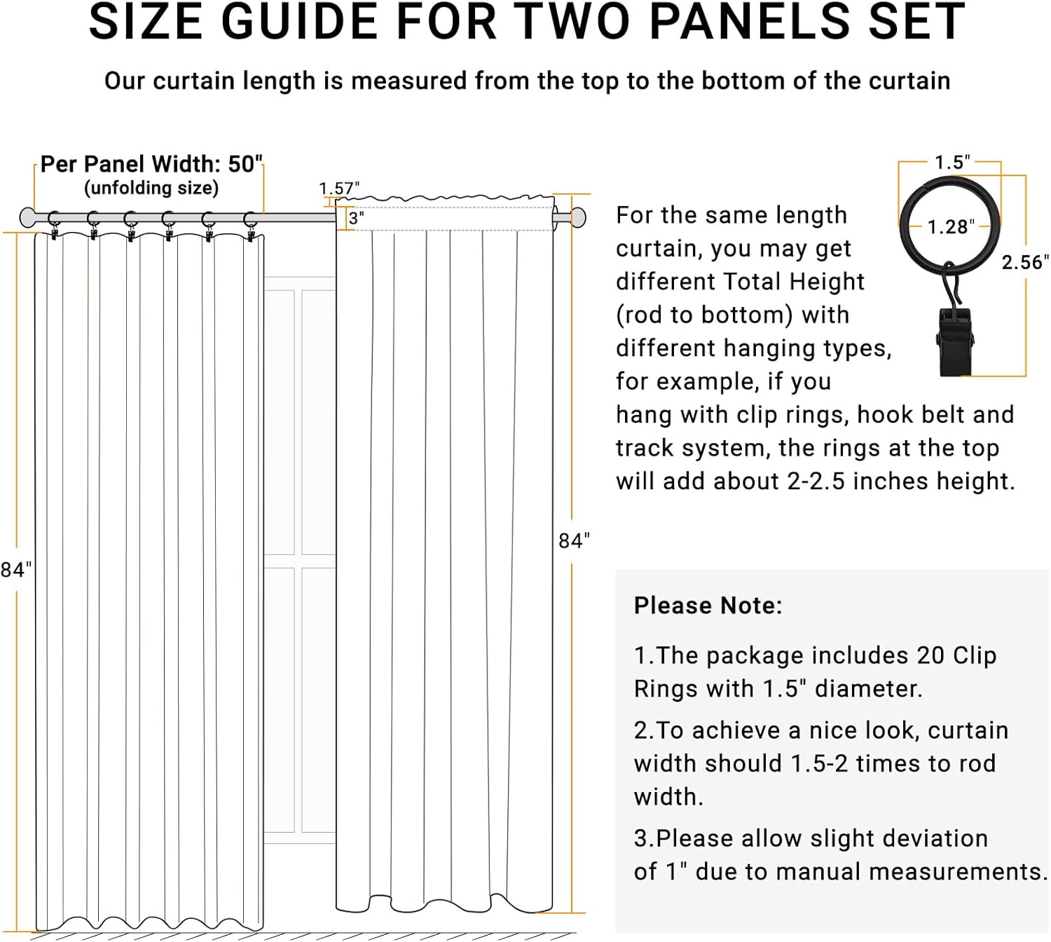 Skiennix 100% Blackout Curtains - Thermal Insulated Faux Linen | 84-Inch Length, 2 Panels, Bright White