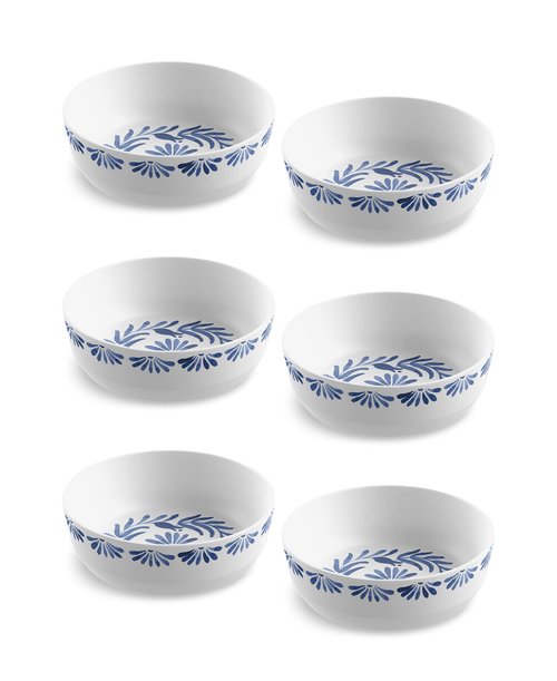 Abode Homewares Azul 7.4'' Dinner Bowl Durable Melamine Indoor/Outdoor, Shatter-Resistant, and Dishwasher Safe Dinnerware for Salad, Soup or Snacks - Blue - Set of 6