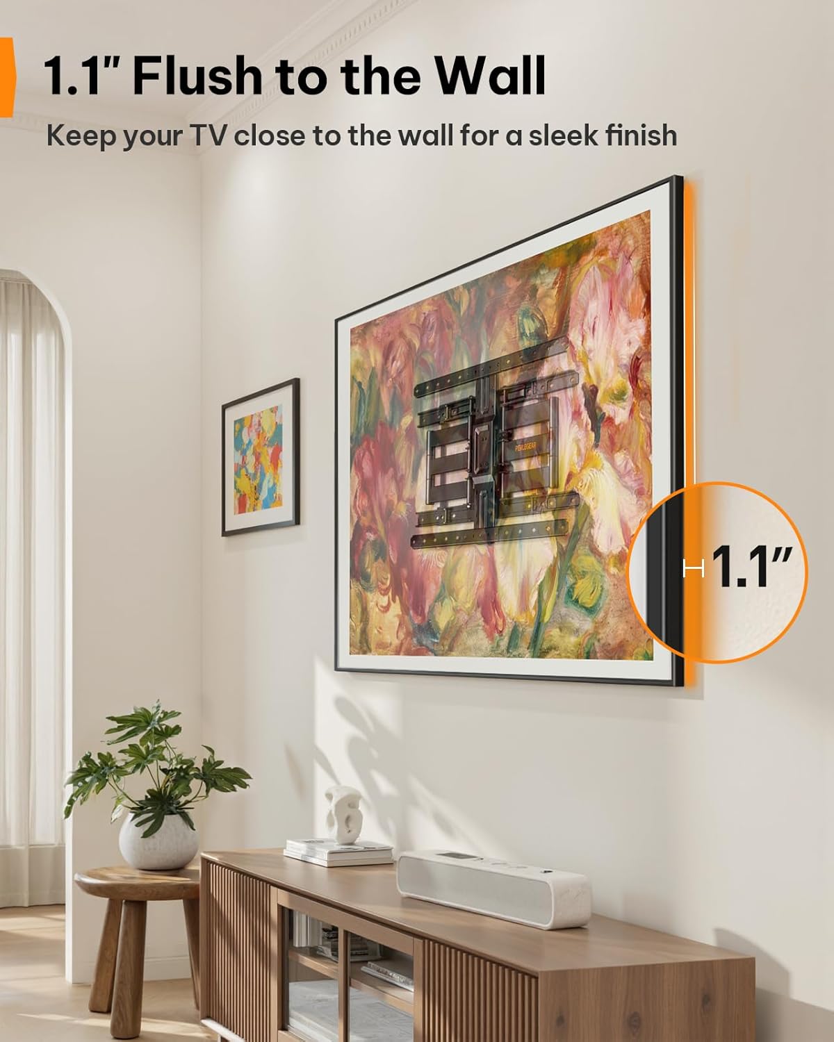 Perlegear Ultra Slim TV Wall Mount - Full Motion Design for 42-90" TVs | Fits 16"/24" Studs, Max VESA 600x400mm, Holds 132lbs
