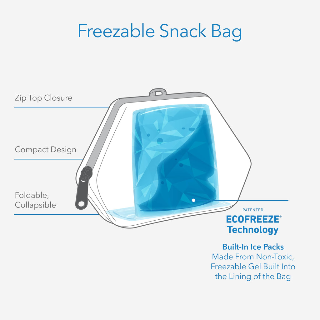 PackIt Freezable Snack Bag, Sage, Built with EcoFreeze Technology, Foldable, Reusable, Zip Closure, Designed For Keeping Snacks Fresh On the Go, and Adults of all Ages