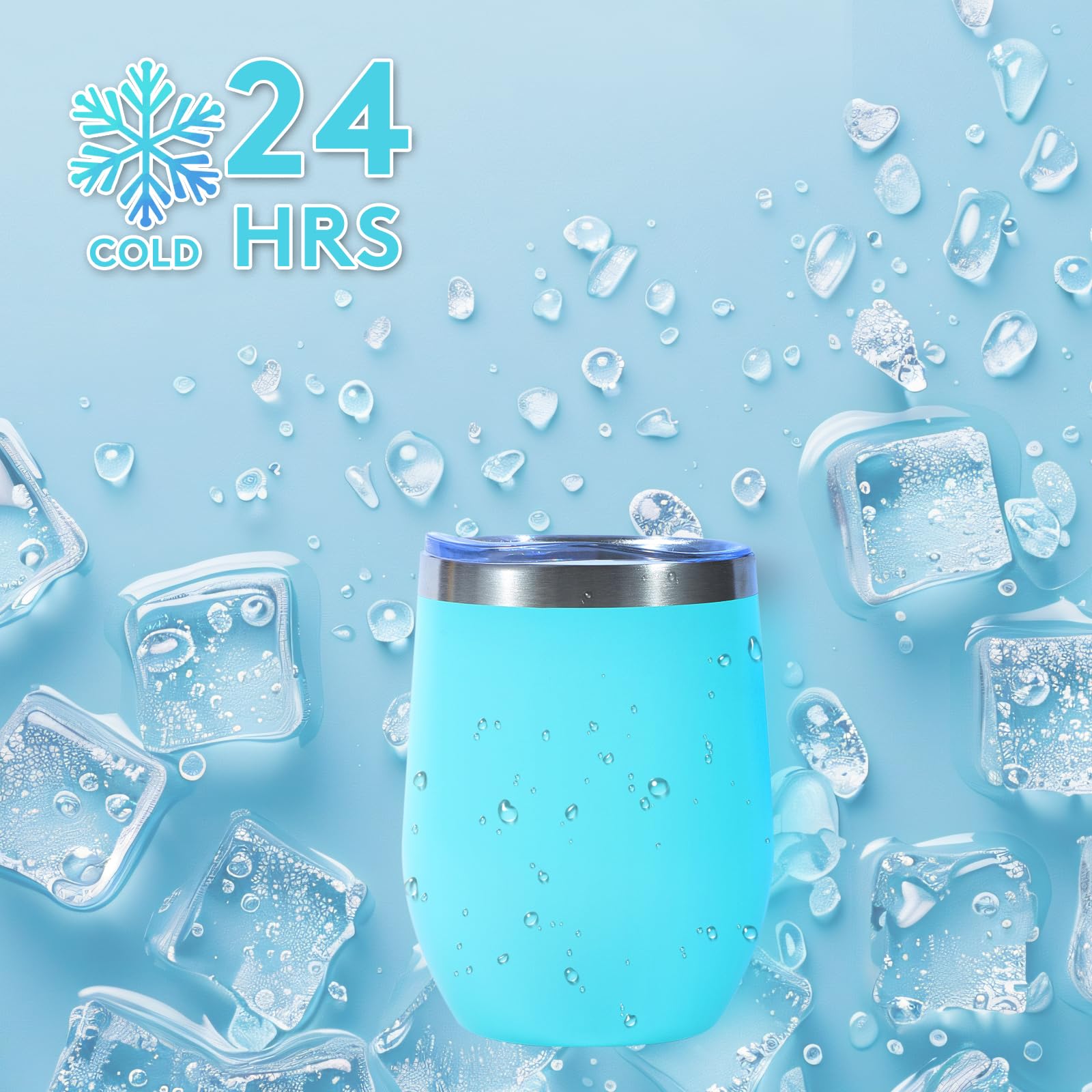 Dongni Stemless Insulated Wine Glass Tumbler,12 oz Stainless Steel Stemless Wine Glass Keeps Beverages Cold for 6 Hours, Hot for 3 Hours Non-Slip, Easy-Grip Insulated Cup(White 16pack)