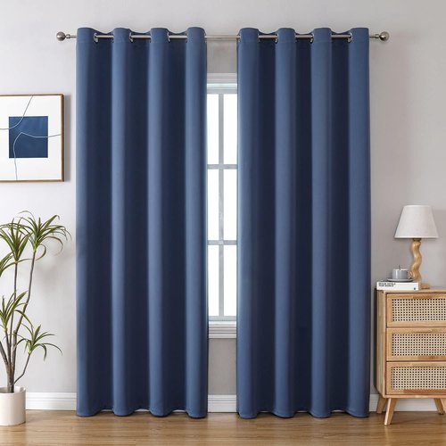ChrisDowa Blackout Curtains - Thermal Insulated Room Darkening Panels | 102 Inches Long, Stone Blue, 2-Pack