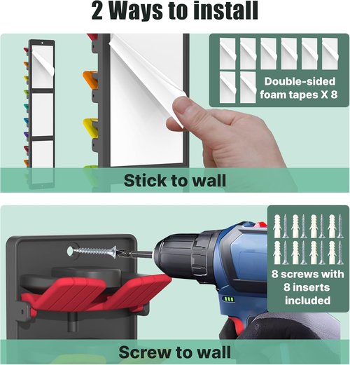 Hat Organizer | Skiennix Baseball Cap Rack with Adjustable Storage - 2 Pack Wall Mount Holder