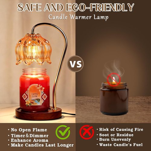 Funistree Flower Candle Warmer Lamp - Dimmable with Timer | Perfect Gift for Mother's Day & Home Decor