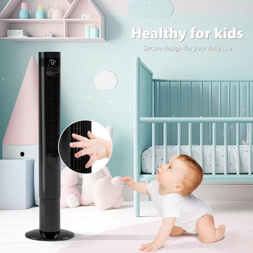 Antarctic Star Portable Tower Fan - 43'' Bladeless Oscillating Fan with Remote Control | Quiet 3-Speed Cooling