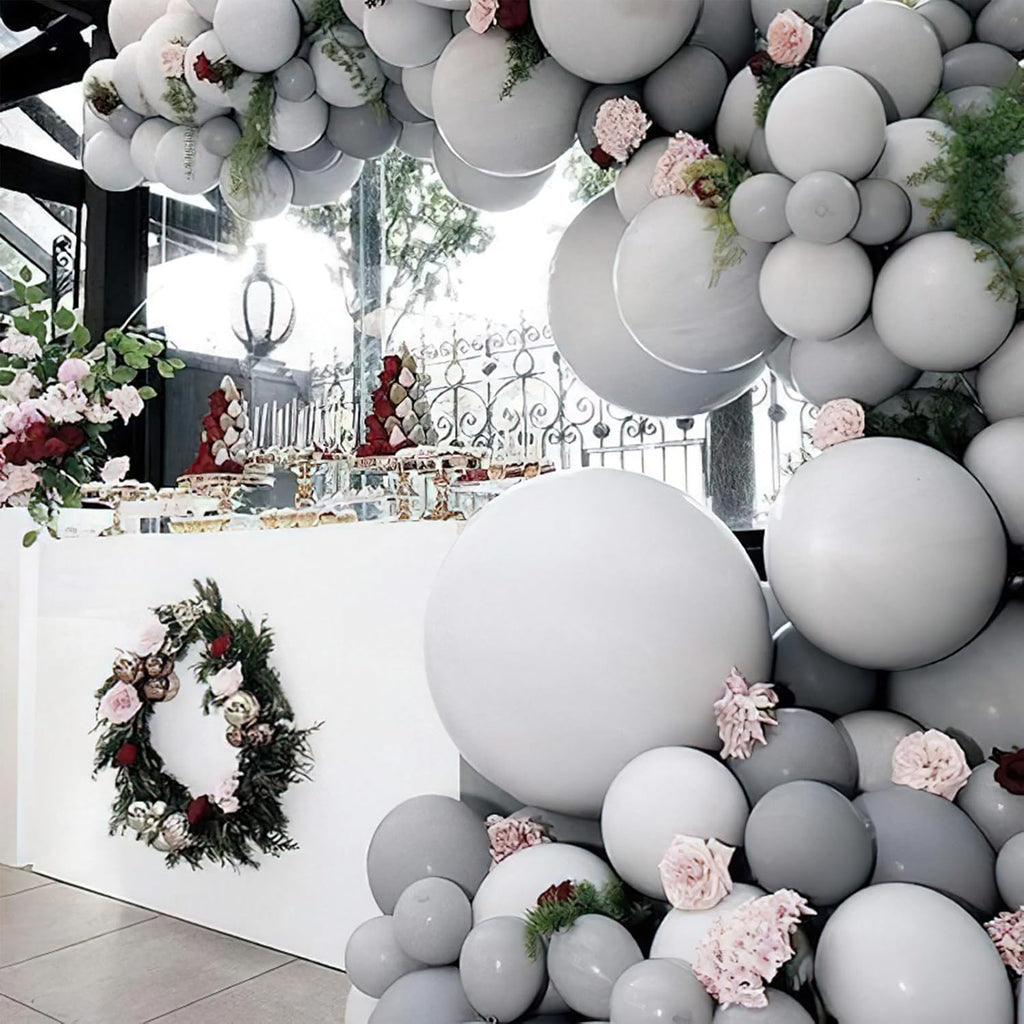PartyWoo Gray Balloons - 152-Piece Matte Gray Latex Balloon Arch Kit for Baby Showers & Weddings | 5-12 Inch Sizes