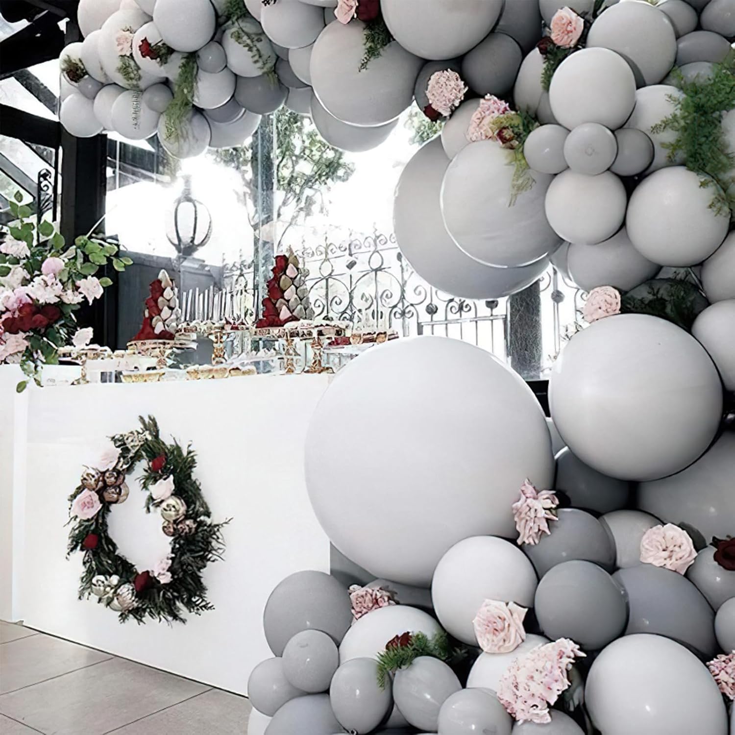 PartyWoo Gray Balloons - 155-Piece Matte Latex Balloon Arch Kit | 18, 12, 10, 5 Inch for Celebrations