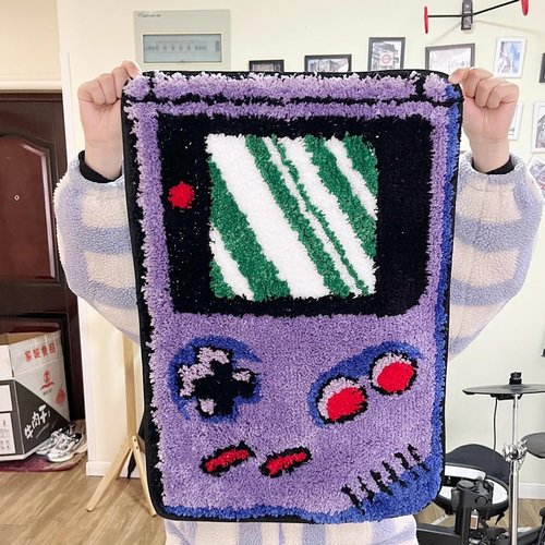 LAKEA Purple Games Console Rug - Cute Tufted Flocking Carpet | Anti-Slip Doormat (23.6" x 15.7")