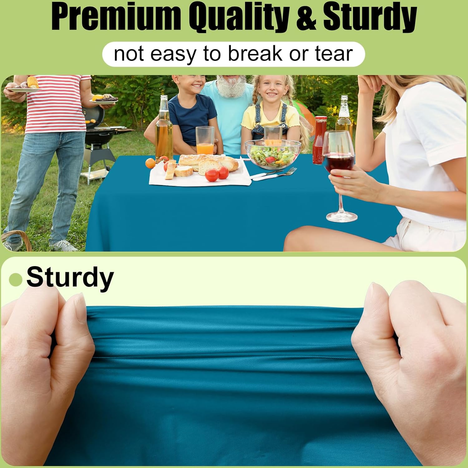 Smiry Disposable Table Cloth - Waterproof 54 x 78 Inch Rectangle Covers | 6 Pack in Aqua for Parties