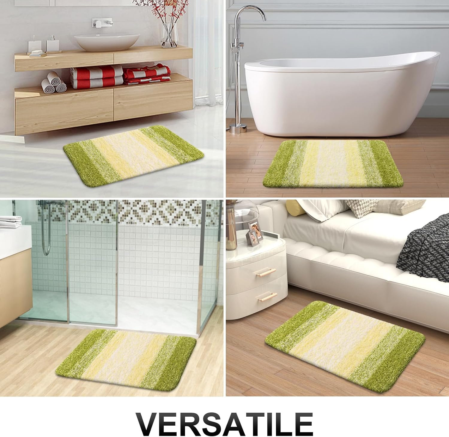OLANLY Luxury U-Shaped Toilet Rugs - Extra Soft, Absorbent Microfiber Bath Mat, 24x20, Olive Green