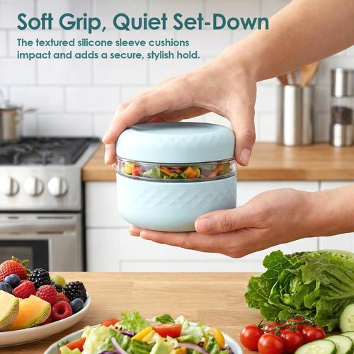 Cafezi 24 oz Glass Lunch Bowl Containers with Lids 2 Pack | Leak & Spill Proof, BPA-Free, Microwave & Dishwasher Safe | Airtight Meal Prep & Food Storage Jar for Lunch, Salad, Soup, Oats, Stew, Yogurt