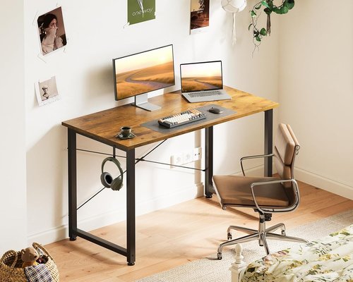 Casaottima 40-Inch Small Computer Desk - Modern Writing Table for Home Office | Vintage Style with Headphone Hooks