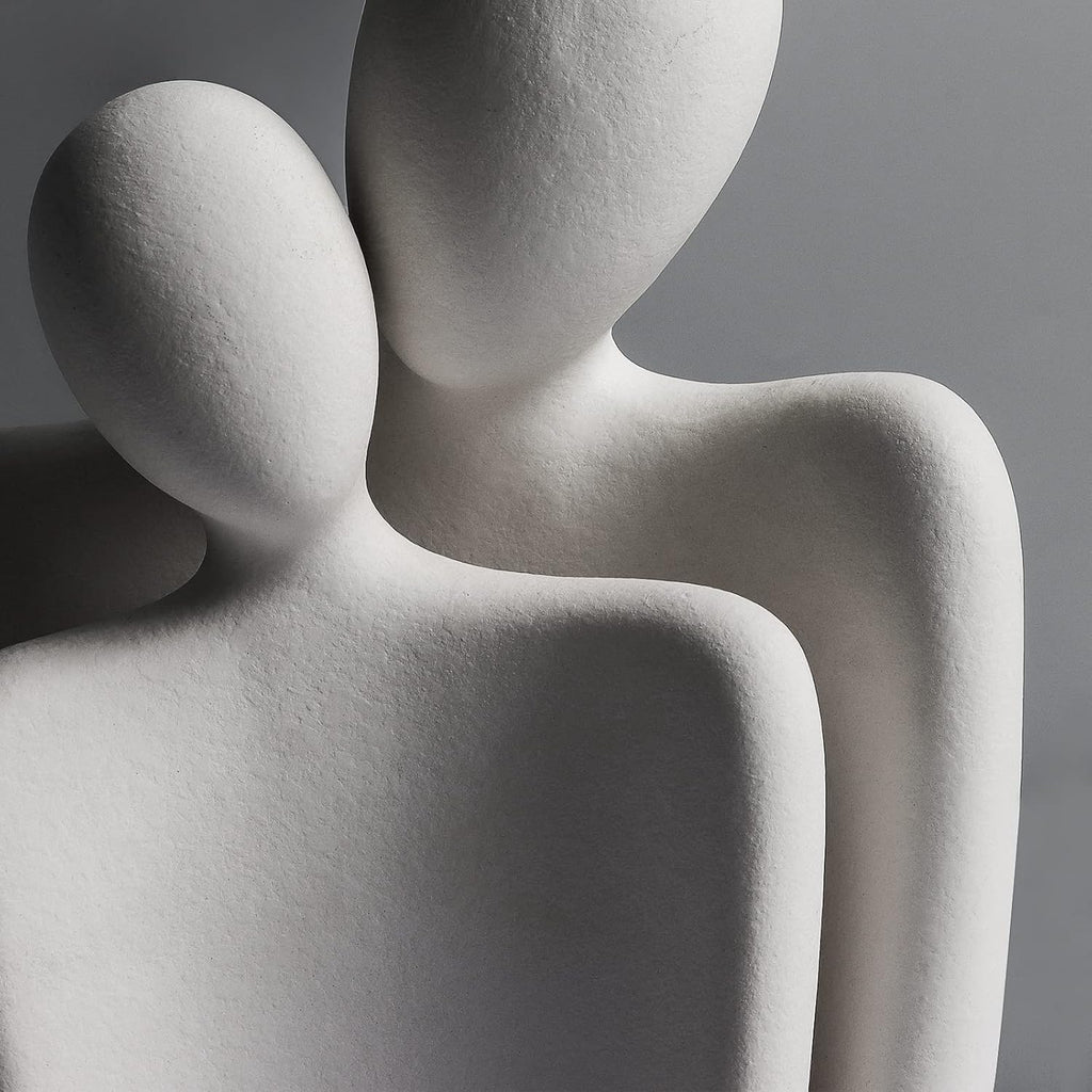 Modern Home Decor | Hugging Couple Sculpture by [Brand Name] - White Ceramic Figurine for Living Room & Bedroom