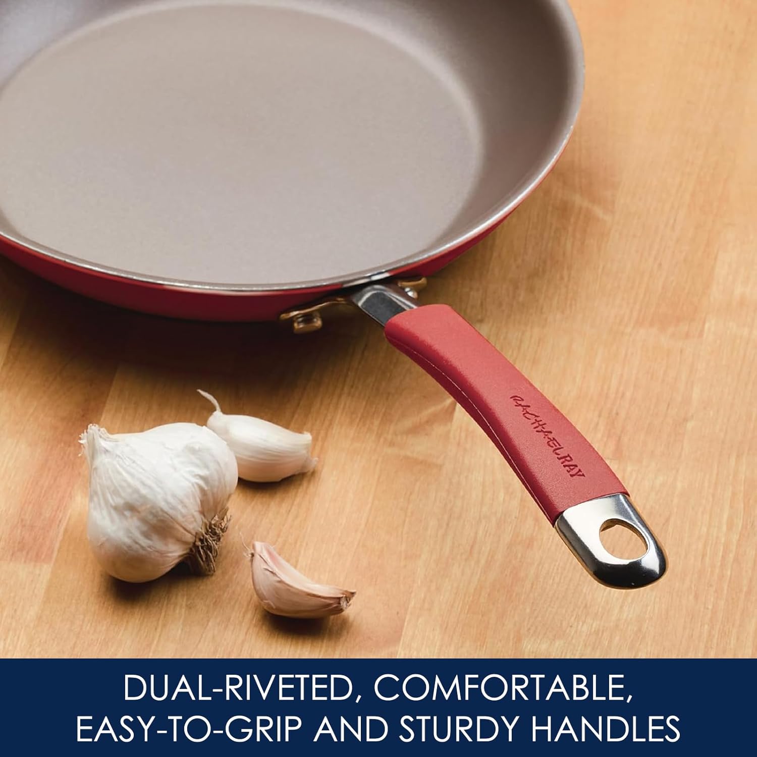 Rachael Ray Cucina Nonstick Cookware Set - 12 Piece in Cranberry Red for Effortless Cooking