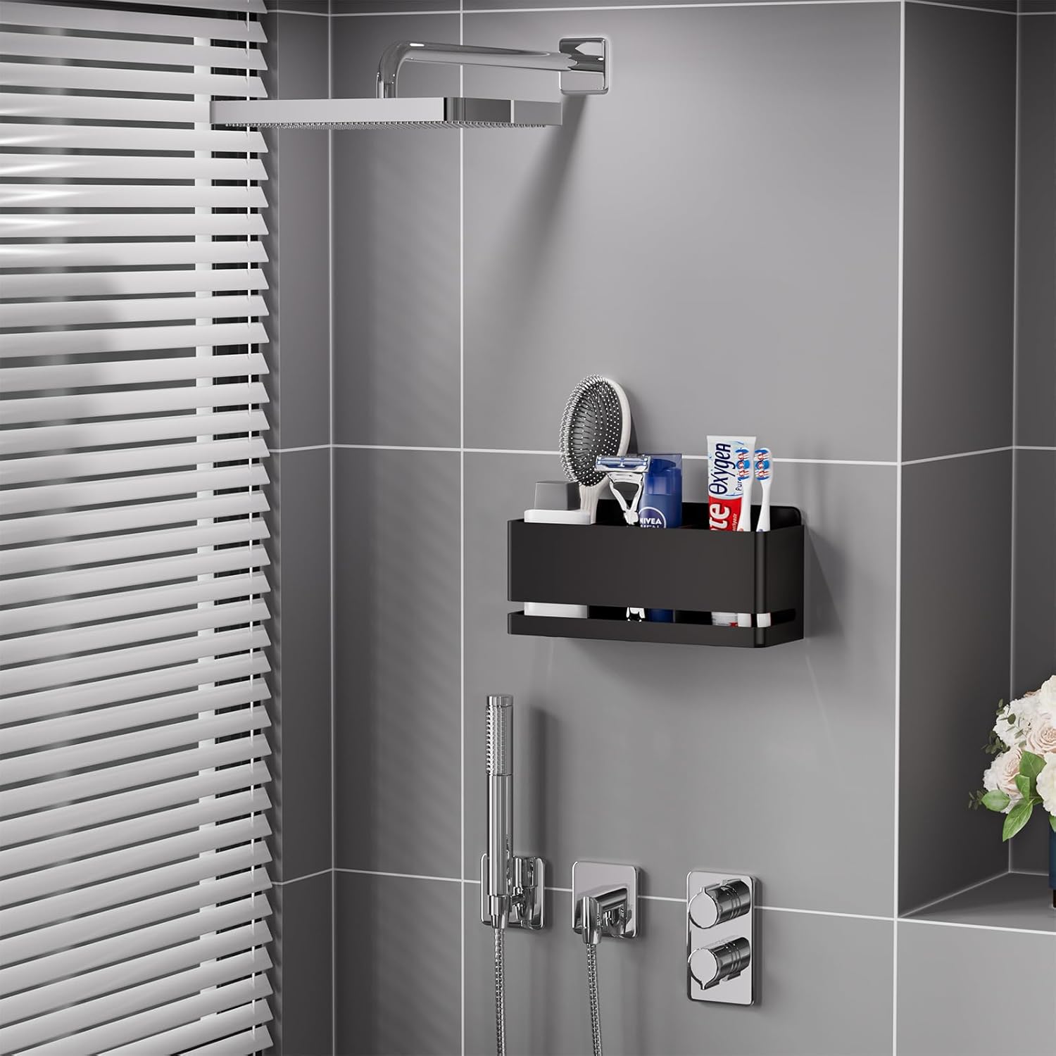Skiennix Aluminum Electric Toothbrush Holder - Wall Mounted Design | Black, Three Slot