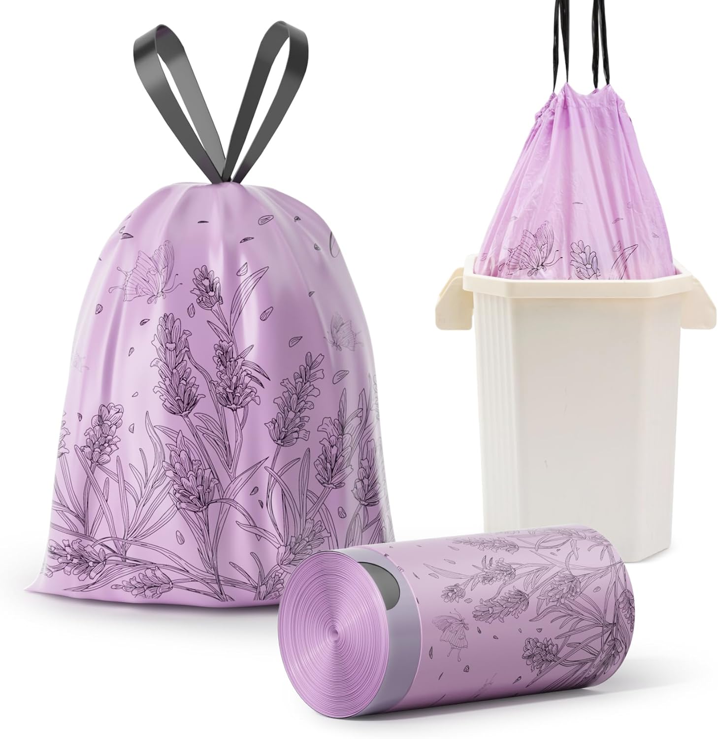 Colorful 4 Gallon Trash Bags by [Brand Name] - Tear-Resistant Drawstring Design for Easy Disposal | 50 Count
