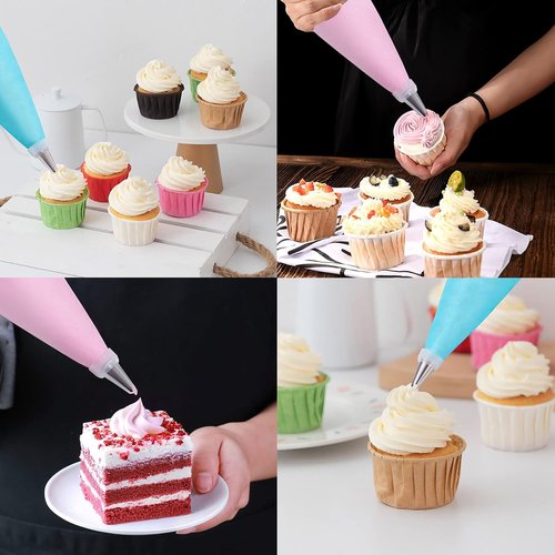 100Pcs Piping Bags Set by [Brand Name] - 12 Inch Disposable Icing Bags for Cake Decorating | Includes Reusable Bags & Frosting Tips