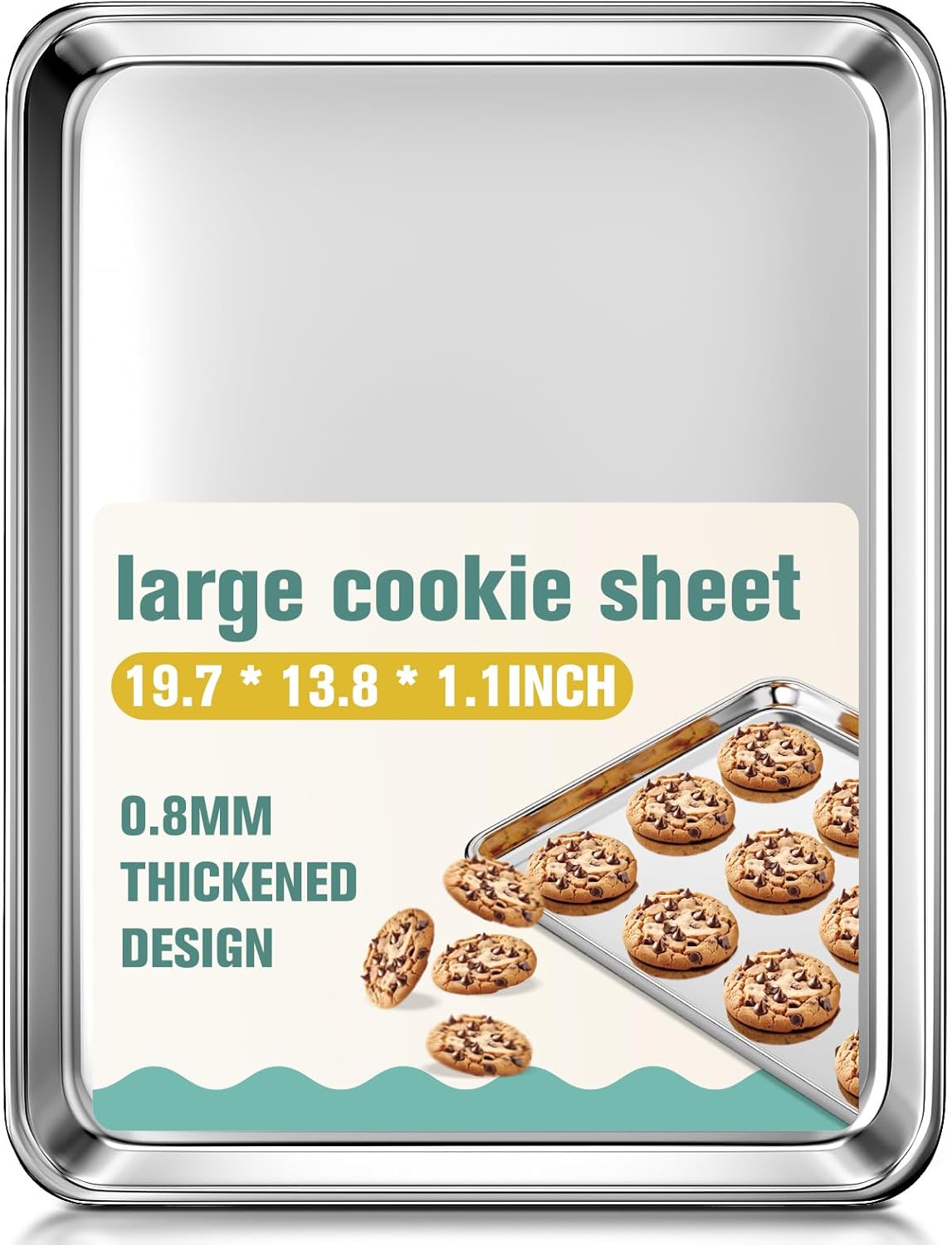 Skiennix Extra Large Stainless Steel Baking Sheet - Nonstick, Warp Resistant, Dishwasher Safe (20" x 14" x 1")