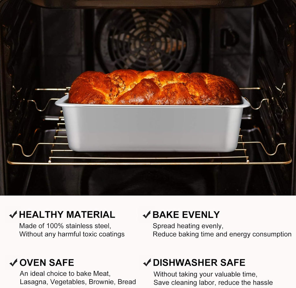 P&P CHEF Lasagna Pan - Heavy Duty Stainless Steel Baking Sheet | Oven & Dishwasher Safe, 10.7" L x 3.2" H