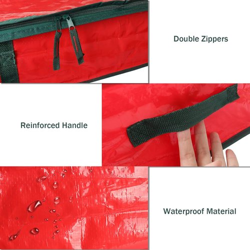 Gift Wrap Organizer by Holiday Essentials - Durable Plastic Storage Bags for Christmas Supplies | Red