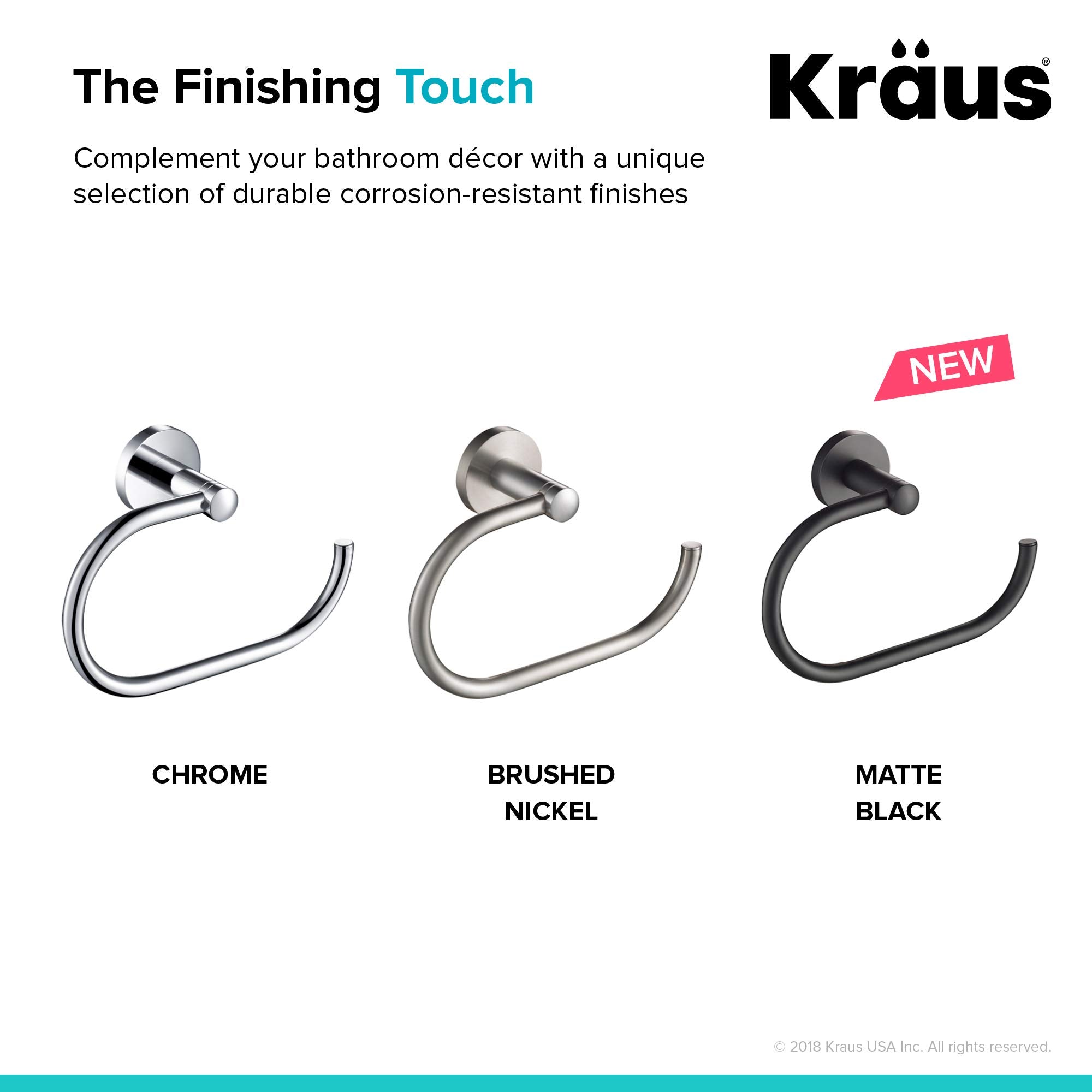 KRAUS Elie Bathroom Towel Ring, Chrome Finish, KEA-18825CH
