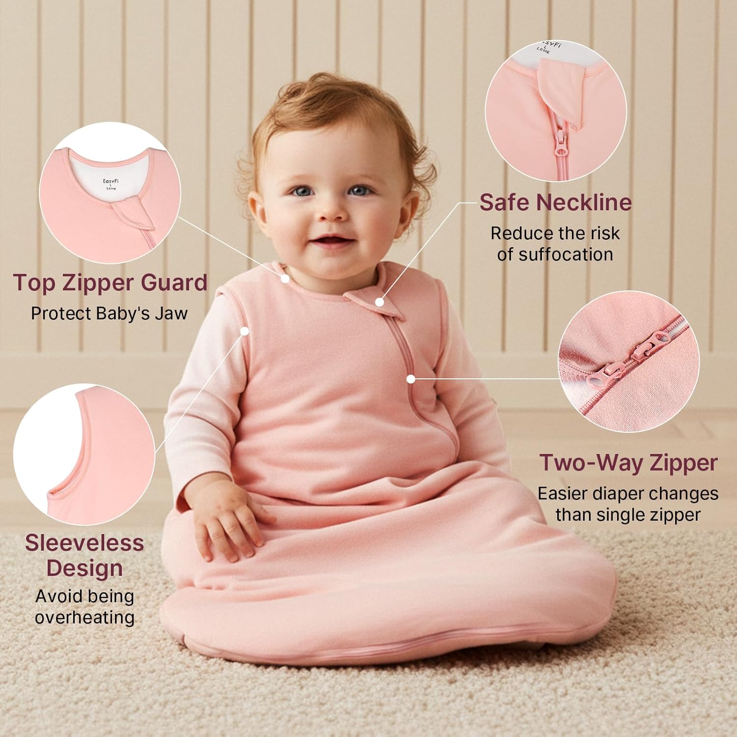 Supersoft Rayon Sleep Sack | Bamboo Toddler Wearable Blanket 1.0 Tog for 6-12 Months - Pink