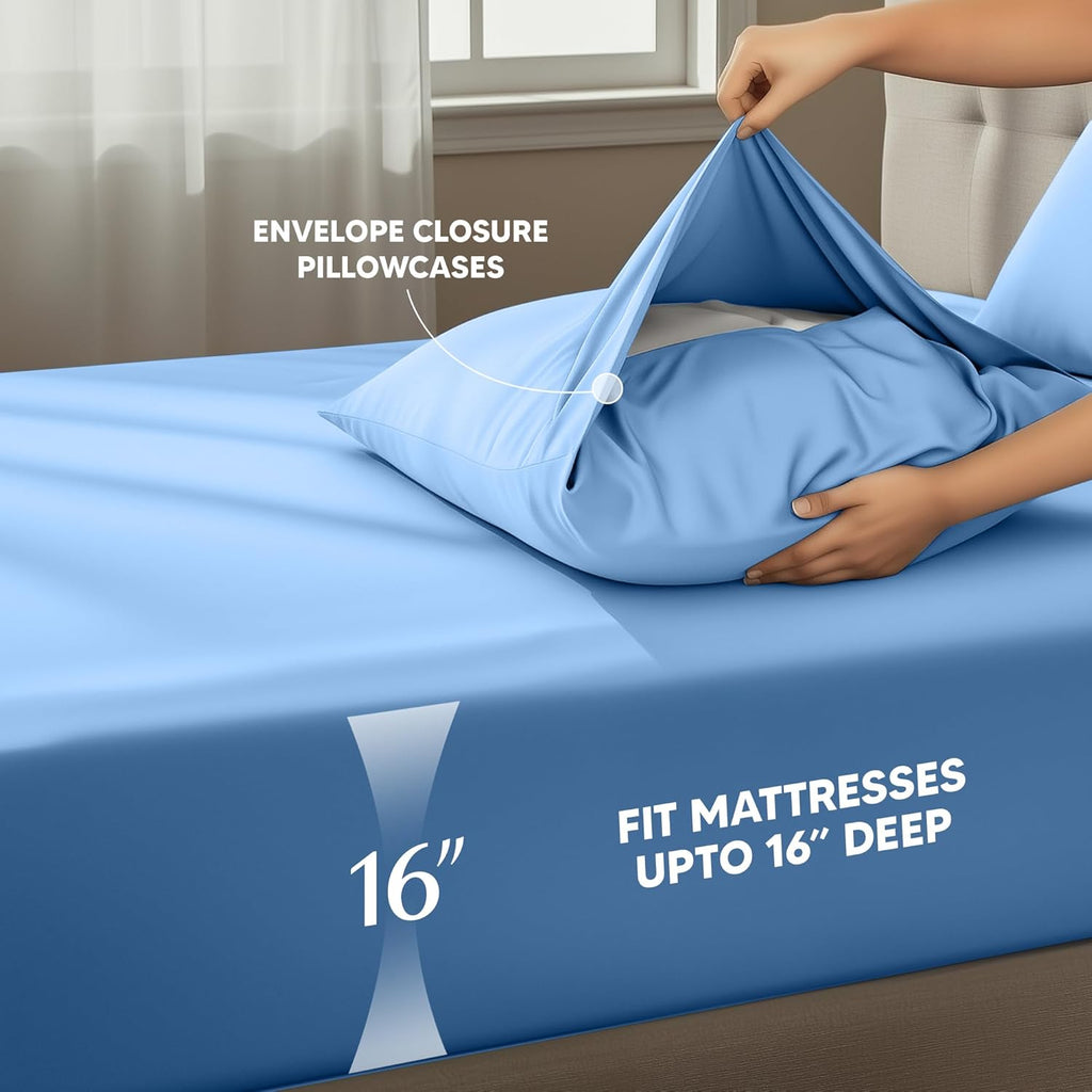 Utopia Bedding King Size Sheet Set - Soft & Breathable Microfiber, 4-Piece in Dutch Blue