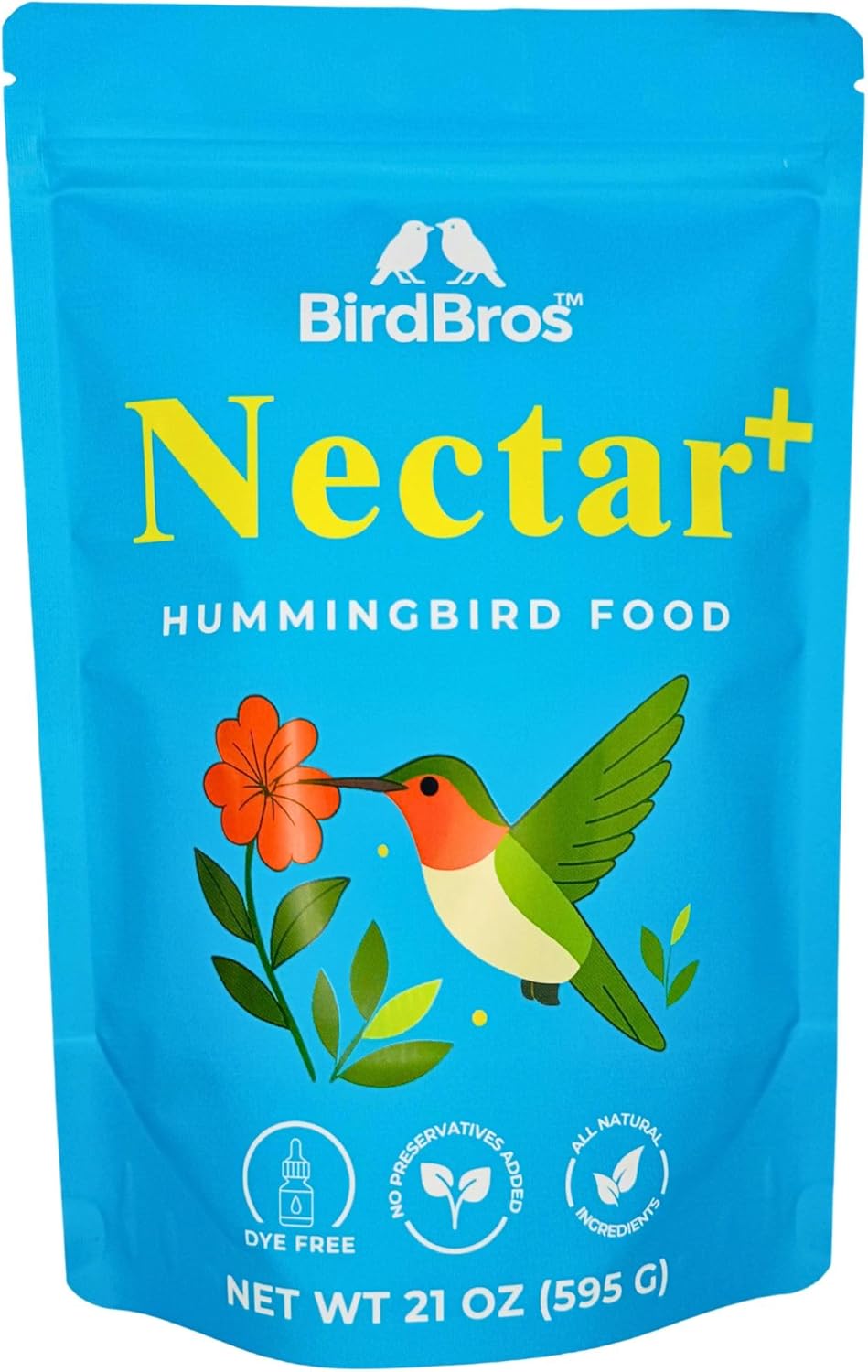 BIRDBROS Hummingbird Nectar Powder - All-Natural, Dye-Free, Easy Mix Feeder Refill | Makes 96 oz