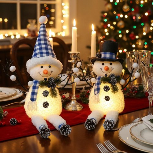 Hanukkah Decorations for Home Indoor,2 Pack Snowman Figurines Blue Christmas Table Decorations,18" Lighte Up Snowmen Jewish Gnomes Holiday Decor Chanukah Ornaments Shelf Table Display Gift Idea