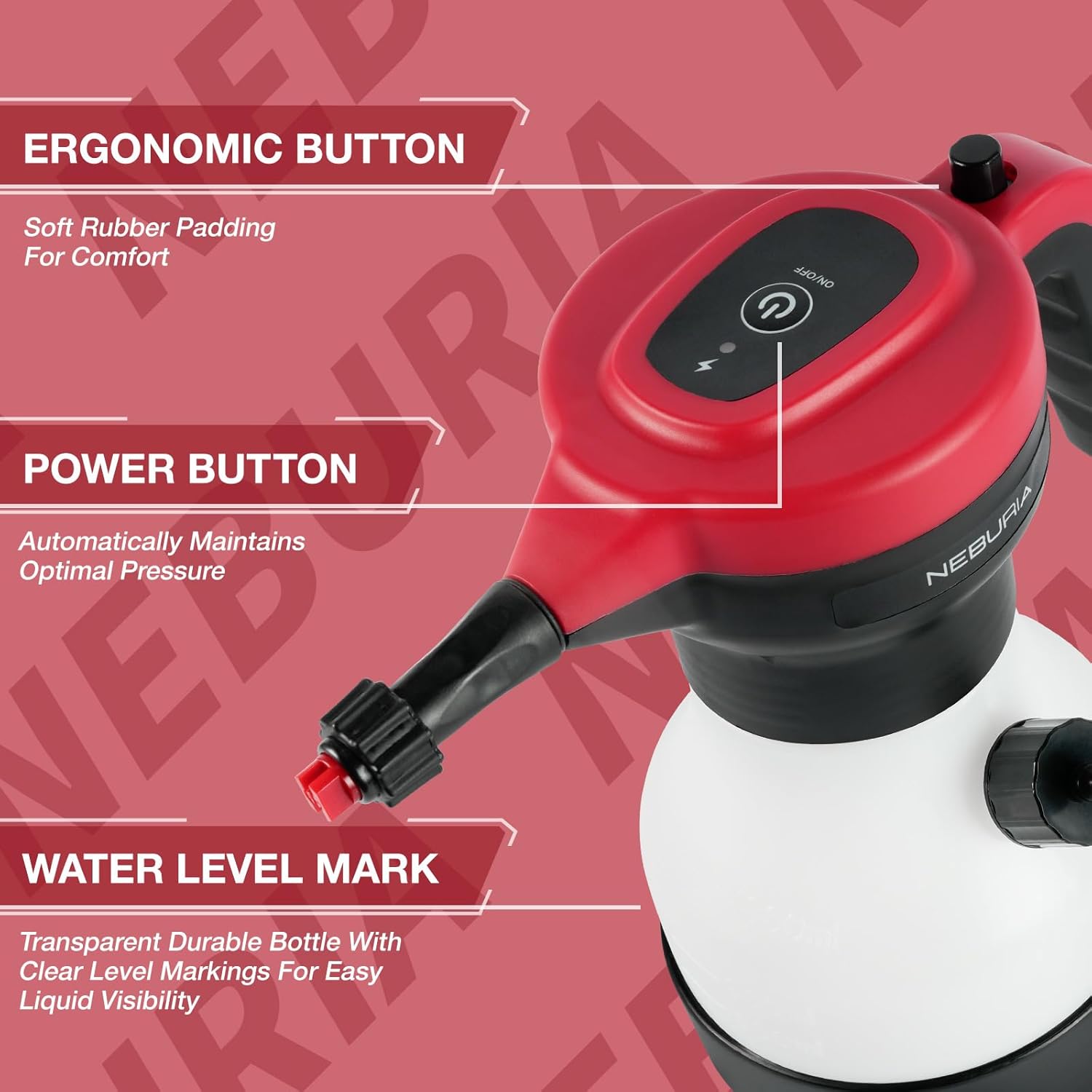Neburia Electric Foam Sprayer - Cordless 2000mAh Battery Pump for Car Detailing & Home Cleaning | 3 Nozzles Included