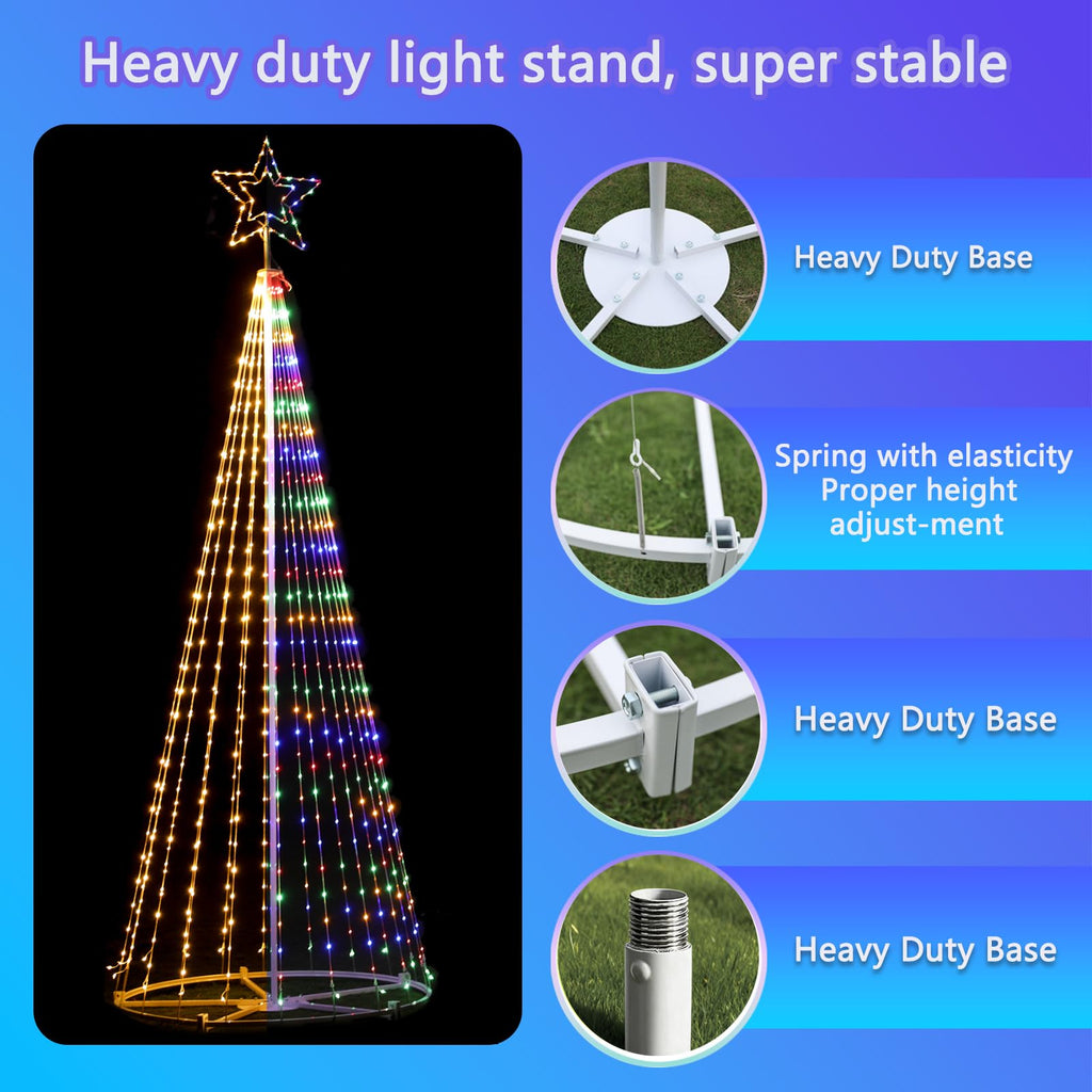 12FT Outdoor Lighting Christmas Tree 650 LED Light Show Christmas Tree with 8 Modes Timer Remote,Tall Star Topped Artificial Christmas Trees Arbol de Navidad for Porch Yard Patio Indoor