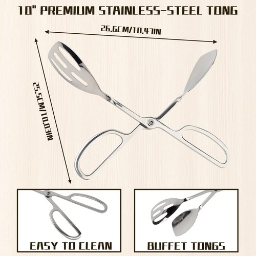 10-Inch Salad Tongs for Serving, Scissor Style Kitchen Tongs for Cooking for Buffet Serving Tongs for Cooking, Grilling, Salad Serving Utensils
